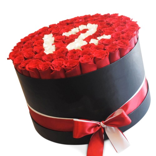 101 роза шляпной (круглой) коробке "Большой подарок"